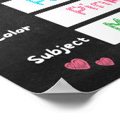 学校の最初の日の等級の黒い黒板 ポスター (角)