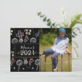 学校の最初の日チョークスクリプトのフォトカード 招待状 (スタンド正面)