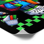 学校の最初の日新学期ゲーマーボーイズ子供 ポスター (角)