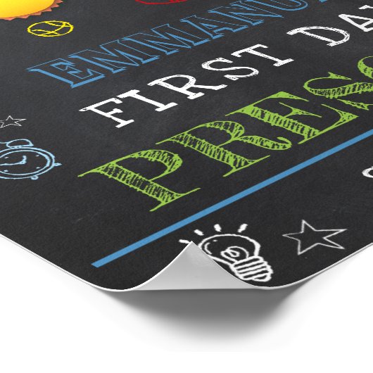 学校の最初の日ANYグレードの黒板の看板 ポスター (角)