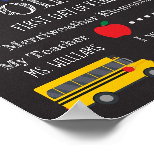 学校の最初の日Chalkboardのサイン子供へ ポスター (角)