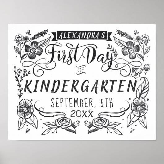 学校の最初の日Chalkboardアートホワイトサイン ポスター (正面)