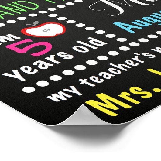 学校の最初の日Chalkboardサイン新学期 ポスター (角)