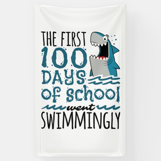 学校の最初の100人の日がサメを泳いで行った 横断幕 (縦)
