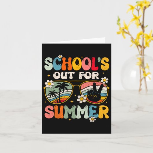 学校の最後の日の夏の先生少年G カード (黄色い花)