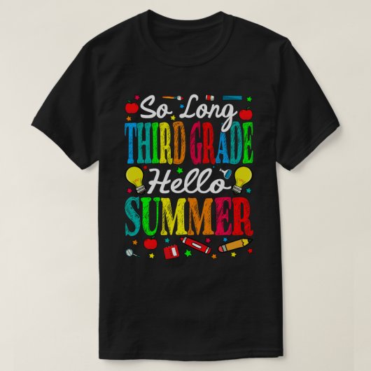 学校の最後の日の長い3年生のハローサマー Tシャツ (デザイン正面)