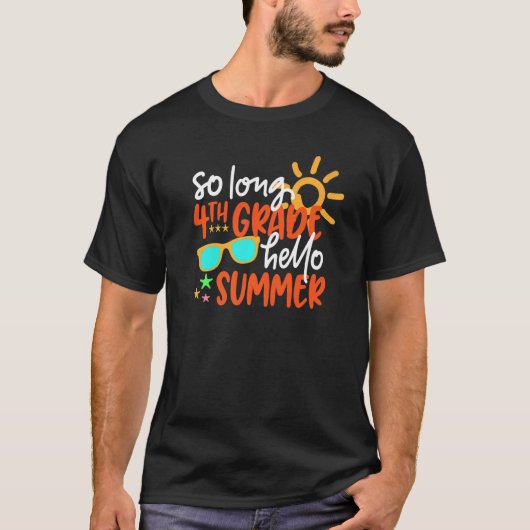 学校の最後の日の長い4年生のハローサマー Tシャツ (正面)