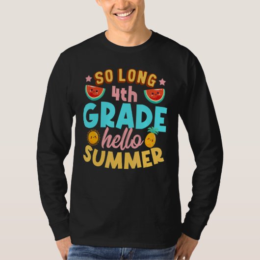 学校の最後の日の長い4年生のハローサマー Tシャツ (正面)