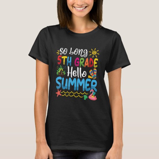 学校の最後の日の長い5年生こんにちは Tシャツ (正面)