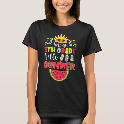 学校の最後の日の長い5年生こんにちは Tシャツ (正面)