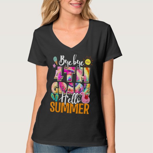 学校の最後の日バイバイ4年生Hellosummer T Tシャツ (正面)