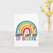 学校の最後の日レインボー先生学生の最後 カード (黄色い花)