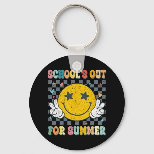 学校の最後の日レトロ学校の夏Te キーホルダー (正面)