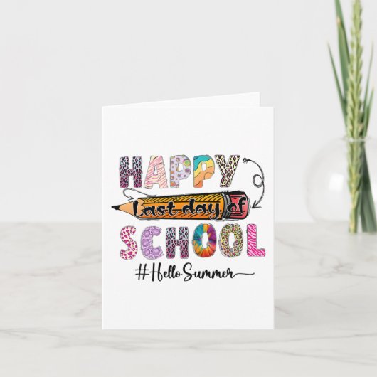 学校の最後の日先生の子供たち卒業 カード (正面)