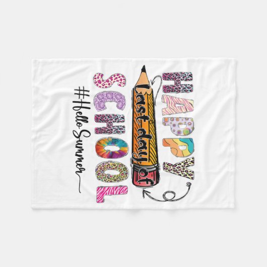 学校の最後の日先生の子供たち卒業 フリースブランケット (正面(横))