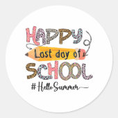 学校の最後の日先生の子供たち卒業 ラウンドシール (正面)