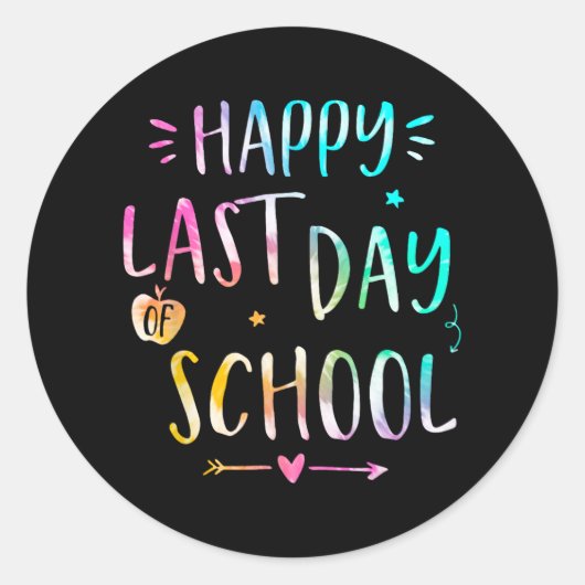 学校の最後の日先生女性子供 ラウンドシール (正面)