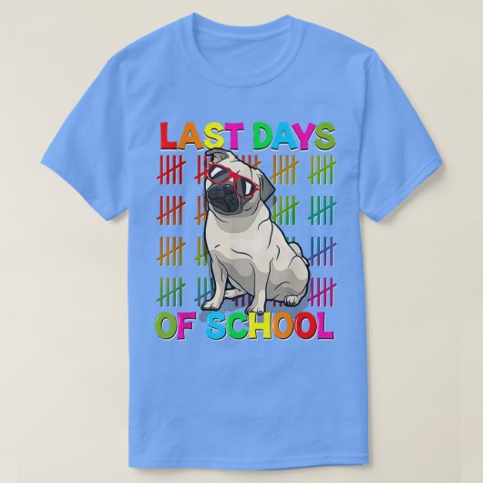 学校の最終日かわいいパグ犬の恋人の男の子の女の子G Tシャツ (デザイン正面)