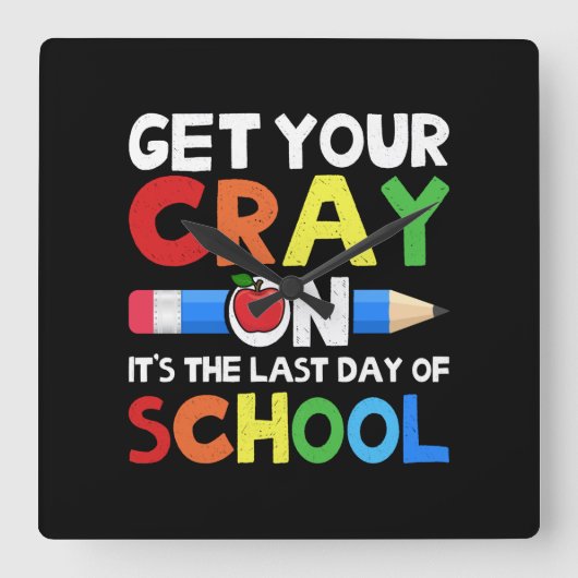 学校の最終日にCrayを受け取る スクエア壁時計 (正面)