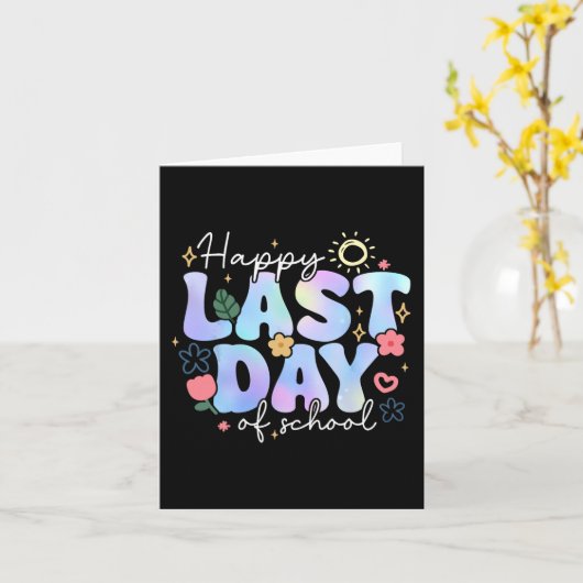 学校の最終日の夏休みフローラ先生子 カード (黄色い花)