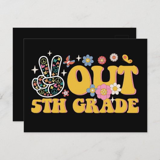 学校の最終日の5年生のグルービーの平和 ポストカード (正面/裏面)