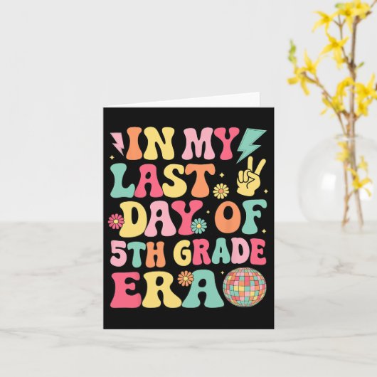 学校の最終日の5年生の私の最後の日 カード (黄色い花)