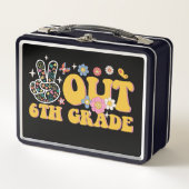 学校の最終日の6年生のグルービーの平和 メタルランチボックス (正面)