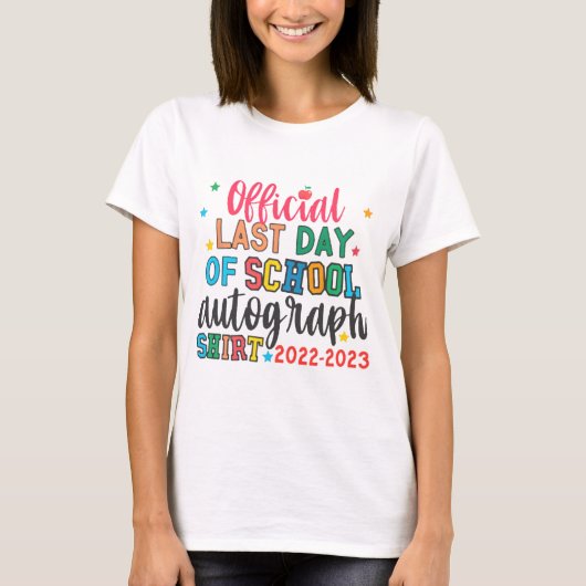 学校の最終日オートグラフ先生学生子供 Tシャツ (正面)