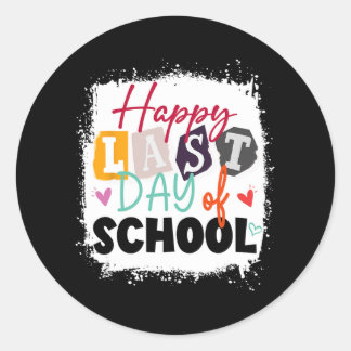 学校の最終日先生&amp；子供 ラウンドシール