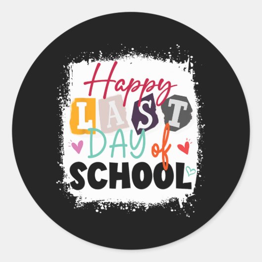 学校の最終日先生&amp；子供 ラウンドシール (正面)