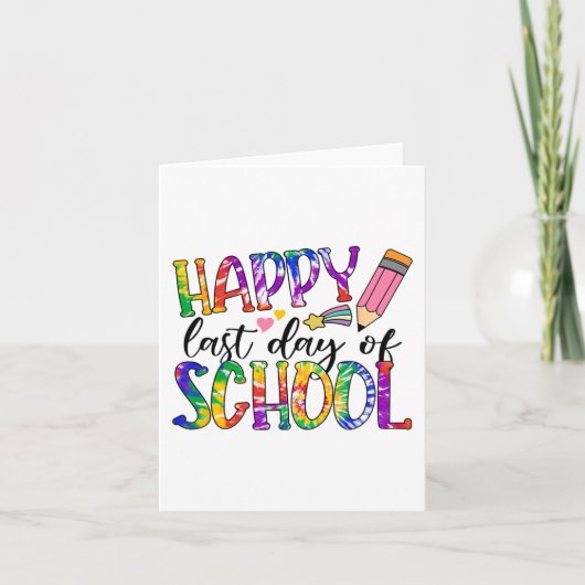 学校の最終日絞り染め卒業先生スタッド カード (正面)