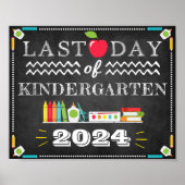 学校の最終日編集可能サイン ポスター (正面)