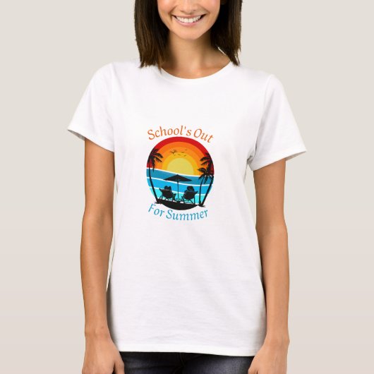 学校の最終日、学校は夏の先生 Tシャツ (正面)