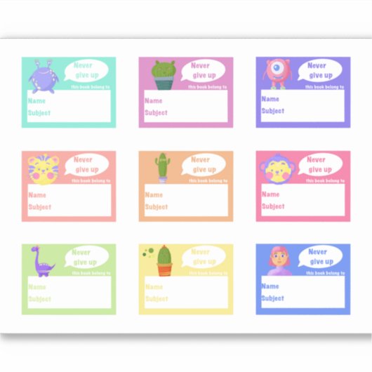 学校の本や子供の趣味のためのモンスター シール (正面)