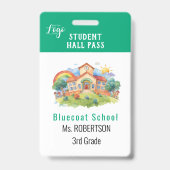 学校の水彩画先生または学生パス バッジ (裏面)