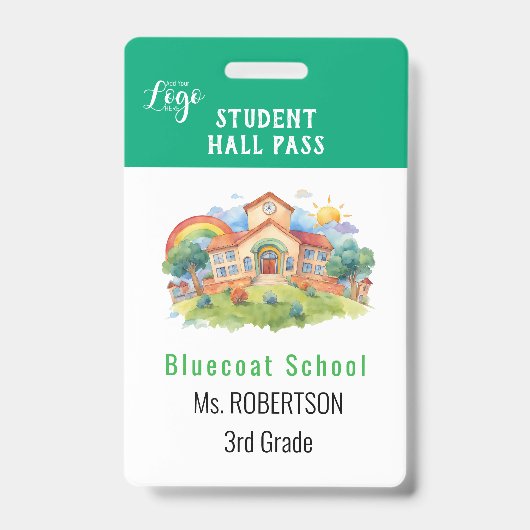 学校の水彩画先生または学生パス バッジ (正面)
