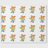 学校の準備をする漫画の犬の学生#2 ラッピングペーパー (フラット)