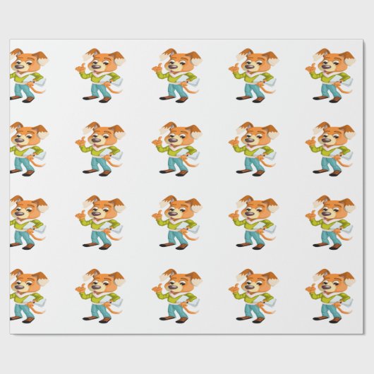 学校の準備をする漫画の犬の学生#2 ラッピングペーパー (フラット)