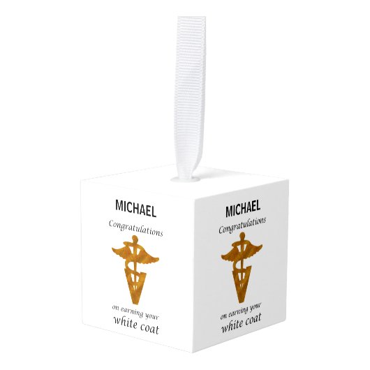 学校の獣医ホワイトコート式 キューブオーナメント (正面アングル)