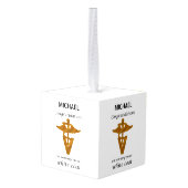 学校の獣医ホワイトコート式 キューブオーナメント (裏面アングル)