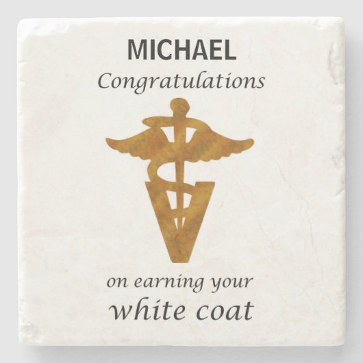 学校の獣医ホワイトコート式 ストーンコースター (正面)