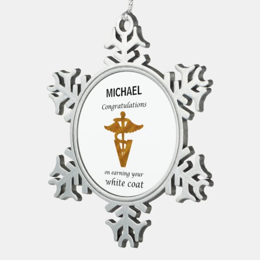 学校の獣医ホワイトコート式 スノーフレークピューターオーナメント (右)