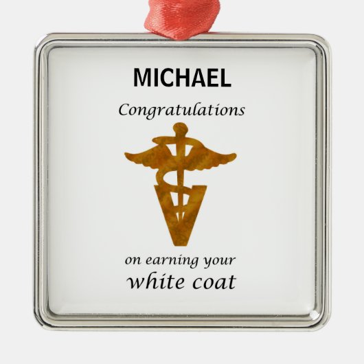 学校の獣医ホワイトコート式 メタルオーナメント (正面)