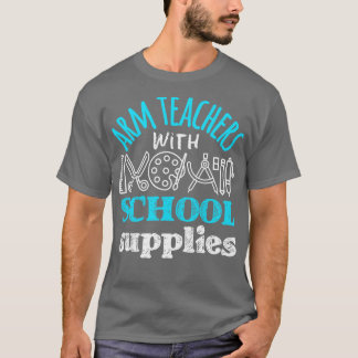 学校の用品を備えた腕先生 Tシャツ