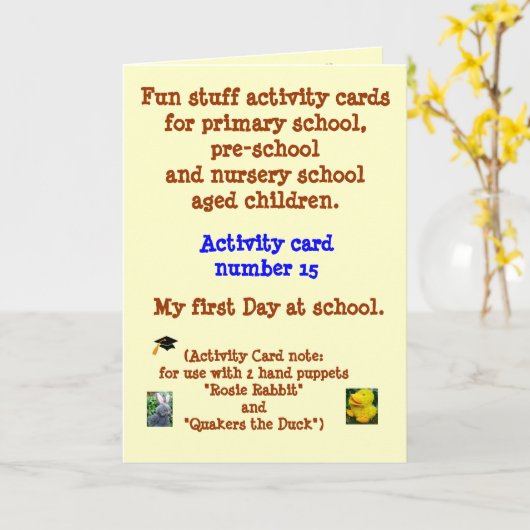 学校の私の最初日 カード (黄色い花)