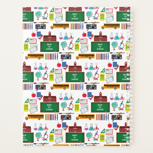 学校の科目パーソナライズされたモノグラム白/緑 プランナー手帳 (裏面)