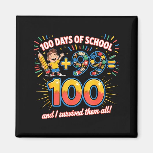 学校の節目 100日 学習デザイン 教師 マグネット (正面)