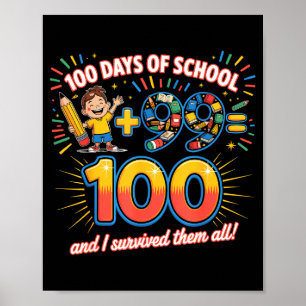 学校の節目 100 日間の学習デザイン教師 ポスター