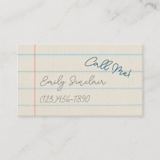 学校の紙で電話連絡番号カードを呼び出す 名刺