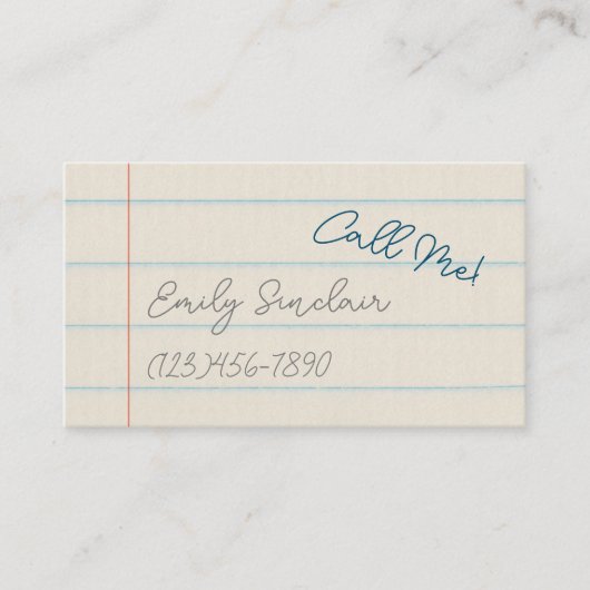 学校の紙で電話連絡番号カードを呼び出す 名刺 (正面)